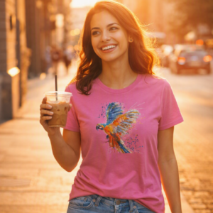 Womens Crewneck Parrot print T-shirt